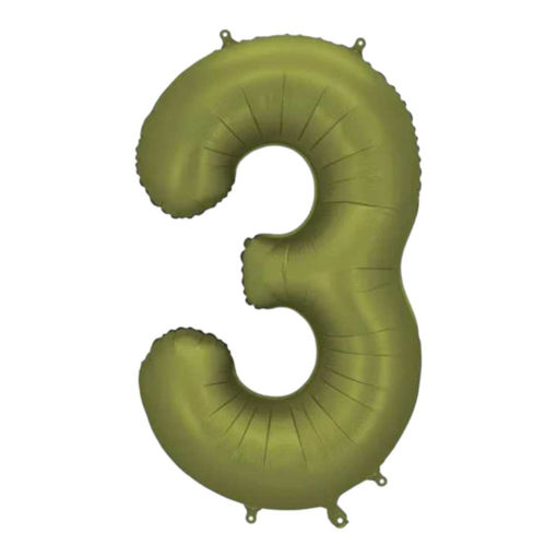 Picture of FOIL BALLOON NUMBER 3 OLIVE 34 INCH